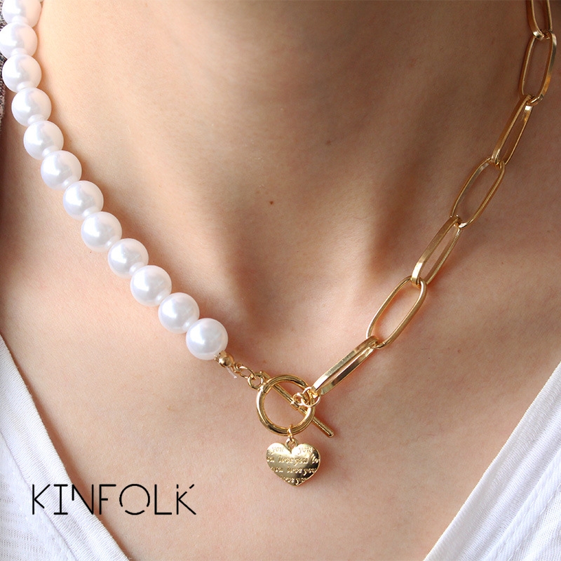 KINFOLK Gold Pearl Layered Chain Necklace Heart pendant Necklaces For Women Bohemian Necklace Chocker Jewelry
KINFOLK Gold Pearl Layered Chain Necklace Heart pendant Necklaces For Women Bohemian Necklace Chocker Jewelry