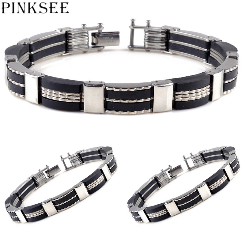 PINKSEE Men Black Stainless Steel Silica Gel Hand Chain Cross Motorcycle Biker Male Personality Jewelry Accessories
PINKSEE Men Black Stainless Steel Silica Gel Hand Chain Cross Motorcycle Biker Male Personality Jewelry Accessories