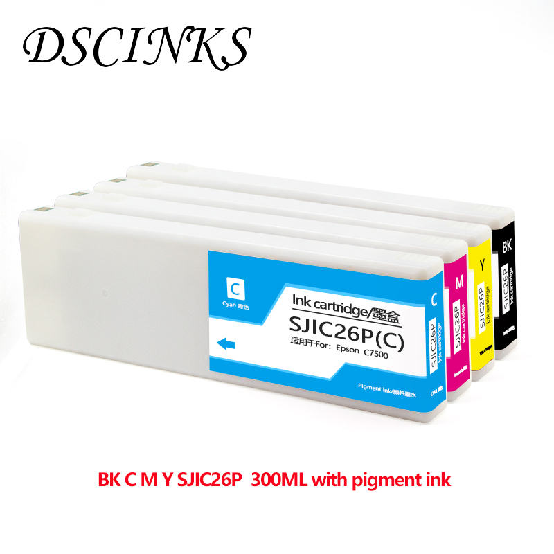 New SJIC26P BK C M Y compatible ink cartridge with 300ML pigment ink for ColorWorks C7500 printer with chip
New SJIC26P BK C M Y compatible ink cartridge with 300ML pigment ink for ColorWorks C7500 printer with chip