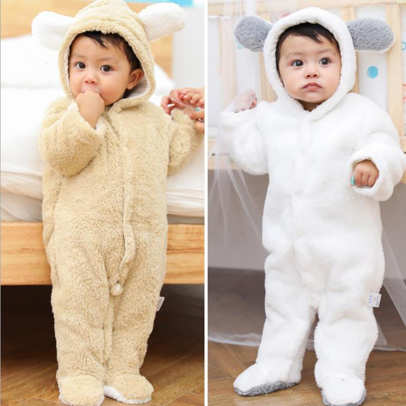 Baby onesies New born baby clothes Coral Fleece warm Baby boy winter clothes Animal bear Overall unisex onesie girls rompers jumpsuit