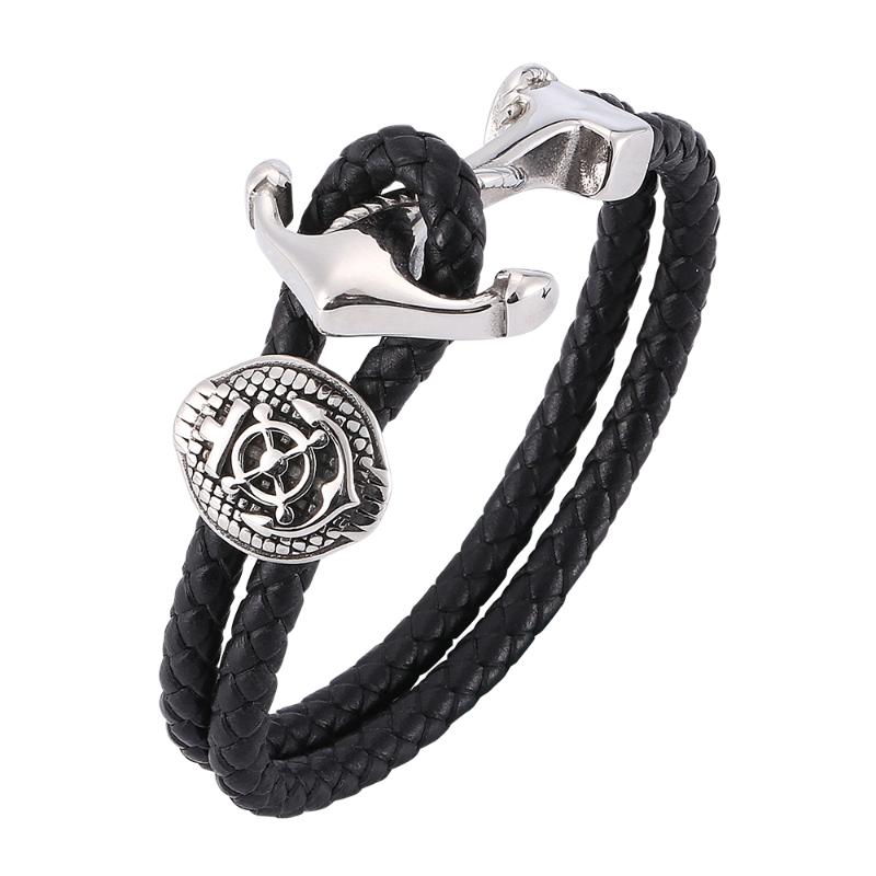Vintage personality shield black woven double leather bracelet Stainless steel fashion charm men's bracelet 7-SP0181
Vintage personality shield black woven double leather bracelet Stainless steel fashion charm men's bracelet 7-SP0181