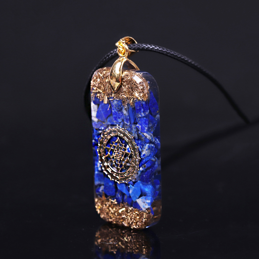 Orgonite Energy Pendant Natural Lapis Lazuli Reiki Energy Necklace Mysterious Resin Chakra Stone Growth Business Amulet 200929