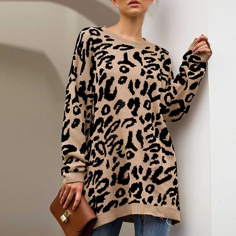 2020 Leopard Print Women Sweater Casual Loose O-Neck Long Sleeve Pullover Autumn Winter Knitted Warm Jumper Sweaters, Black
2020 Leopard Print Women Sweater Casual Loose O-Neck Long Sleeve Pullover Autumn Winter Knitted Warm Jumper Sweaters, Black
