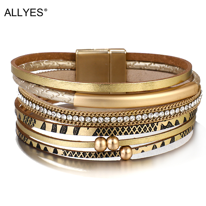Leather Bracelets for Women 2020 Fashion Metal Pipe Bracelets & Bangles Retro Boho Multilayer Wrap Wide Bracelet Femme Jewelry
Leather Bracelets for Women 2020 Fashion Metal Pipe Bracelets & Bangles Retro Boho Multilayer Wrap Wide Bracelet Femme Jewelry
