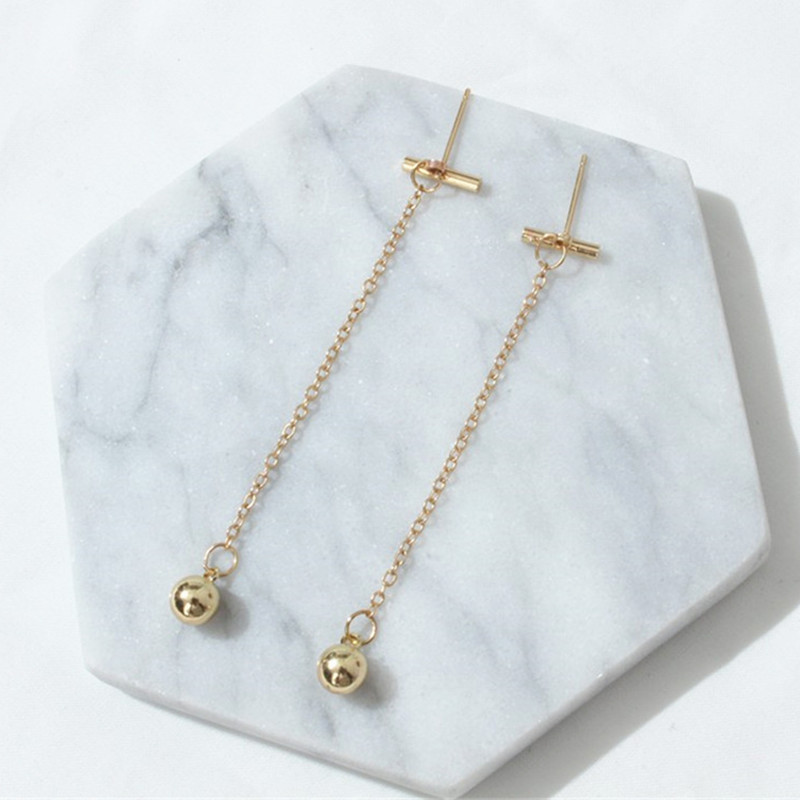 Simple Punk Ladies Word Tassel Earrings Long Section Metal Chain Ball Earring 2020 Fashion Jewelry brincos Wholesale
Simple Punk Ladies Word Tassel Earrings Long Section Metal Chain Ball Earring 2020 Fashion Jewelry brincos Wholesale