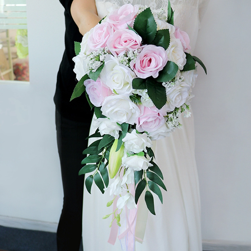 Bride Waterfall Wedding Bouquet Bridesmaid Wedding Artificial Flowers Vintage Rose Flower Marriage Party Supplies Luxurious, Pink
Bride Waterfall Wedding Bouquet Bridesmaid Wedding Artificial Flowers Vintage Rose Flower Marriage Party Supplies Luxurious, Pink