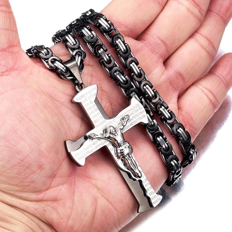Top Quality Stainless Steel Necklace Pendant Cross Jesus Christian Jewelry 6mm Byzantine Link Chain Black Silver Color for Men
Top Quality Stainless Steel Necklace Pendant Cross Jesus Christian Jewelry 6mm Byzantine Link Chain Black Silver Color for Men