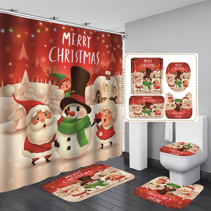 Santa Couple Snowman Bathroom Curtains Merry Christmas Shower Curtain Toilet Cover Mat Non Slip Rug Holiday Party Home Decor
Santa Couple Snowman Bathroom Curtains Merry Christmas Shower Curtain Toilet Cover Mat Non Slip Rug Holiday Party Home Decor