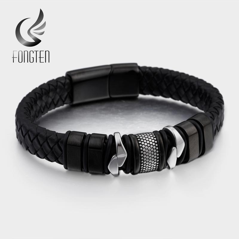 Fongten Retro Leather Bracelet Men Stainless Steel Vintage Black Weave Charm Bracelets Man Fashion Jewelry
Fongten Retro Leather Bracelet Men Stainless Steel Vintage Black Weave Charm Bracelets Man Fashion Jewelry