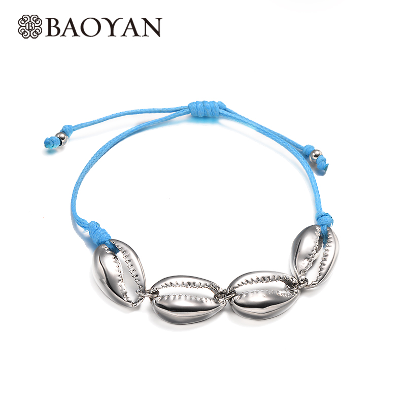 Baoyan Simple Cowrie Shell Bracelet Silver Color Stainless Steel Seashell Charm Bracelets Handmade Blue Rope Bracelets For Women
Baoyan Simple Cowrie Shell Bracelet Silver Color Stainless Steel Seashell Charm Bracelets Handmade Blue Rope Bracelets For Women