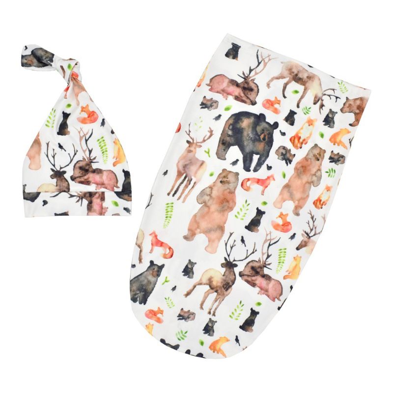 Newborn Blankets Infant Baby Boys Girls Sleeping Bag Swaddle Muslin Wrap+Hat Set B2QD