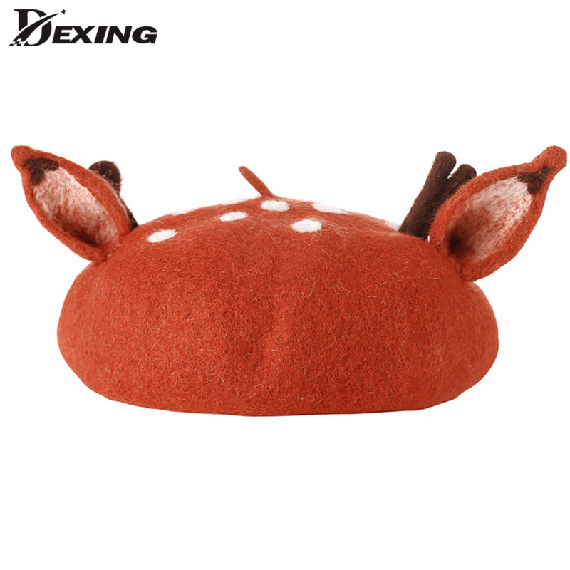 Handmade wool berets women felt Christmas forest antler ear beret creative hat gift beret lolita warm winter hat, Black
Handmade wool berets women felt Christmas forest antler ear beret creative hat gift beret lolita warm winter hat, Black