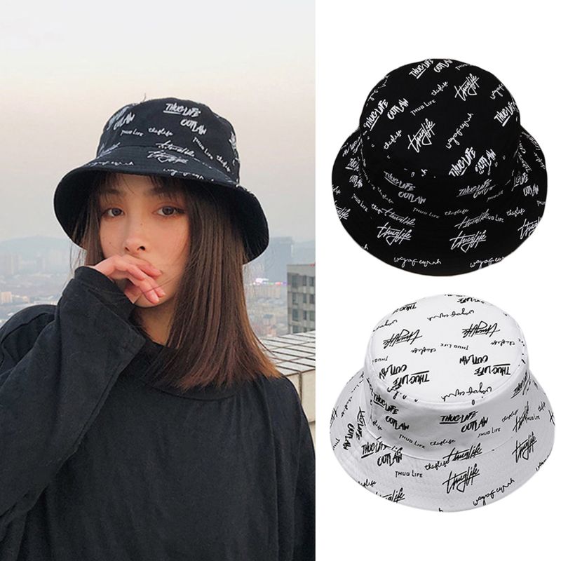 Unisex Reversible Cotton Bucket Hat Harajuku Letters Graffiti Printed Sunscreen Double Sided Hip Hop Fisherman Cap, White
Unisex Reversible Cotton Bucket Hat Harajuku Letters Graffiti Printed Sunscreen Double Sided Hip Hop Fisherman Cap, White