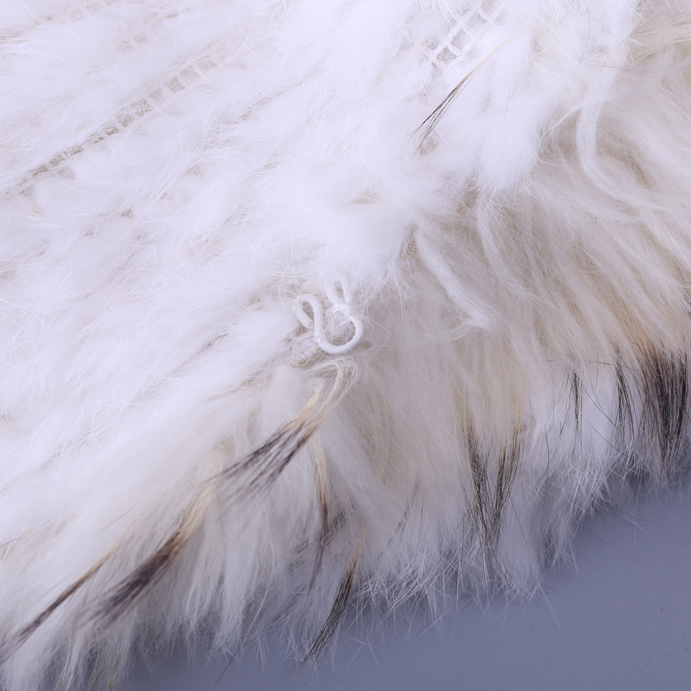 New Women's Lady Genuine Real Knitted Rabbit Fur Vests tassels Raccoon Fur Trimming Collar Waistcoat Fur Sleeveless Gilet T200908