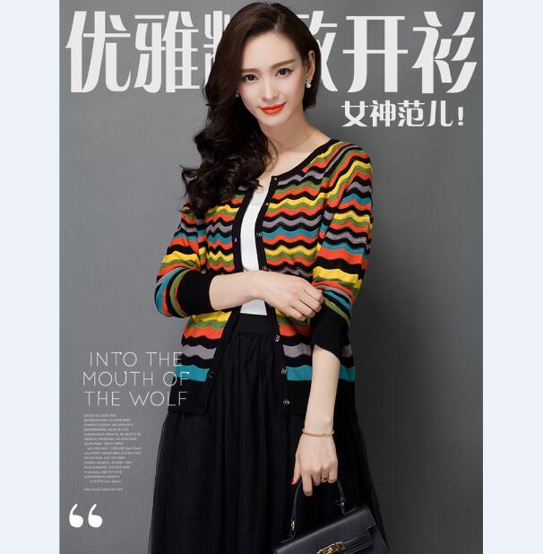 New 2020 Spring Cardigan Women' Rainbow Colorful Hollow Knitwear Long Sleeve Stripes Ladies Knit Thin Cardigan, Black
New 2020 Spring Cardigan Women' Rainbow Colorful Hollow Knitwear Long Sleeve Stripes Ladies Knit Thin Cardigan, Black