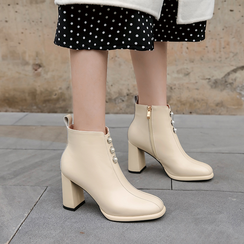 Concise Genuine Leather Women Ankle Boots 2020 Autumn Winter Zipper Thick high Heels Pumps Party Basic Shoes Woman, Beige
Concise Genuine Leather Women Ankle Boots 2020 Autumn Winter Zipper Thick high Heels Pumps Party Basic Shoes Woman, Beige