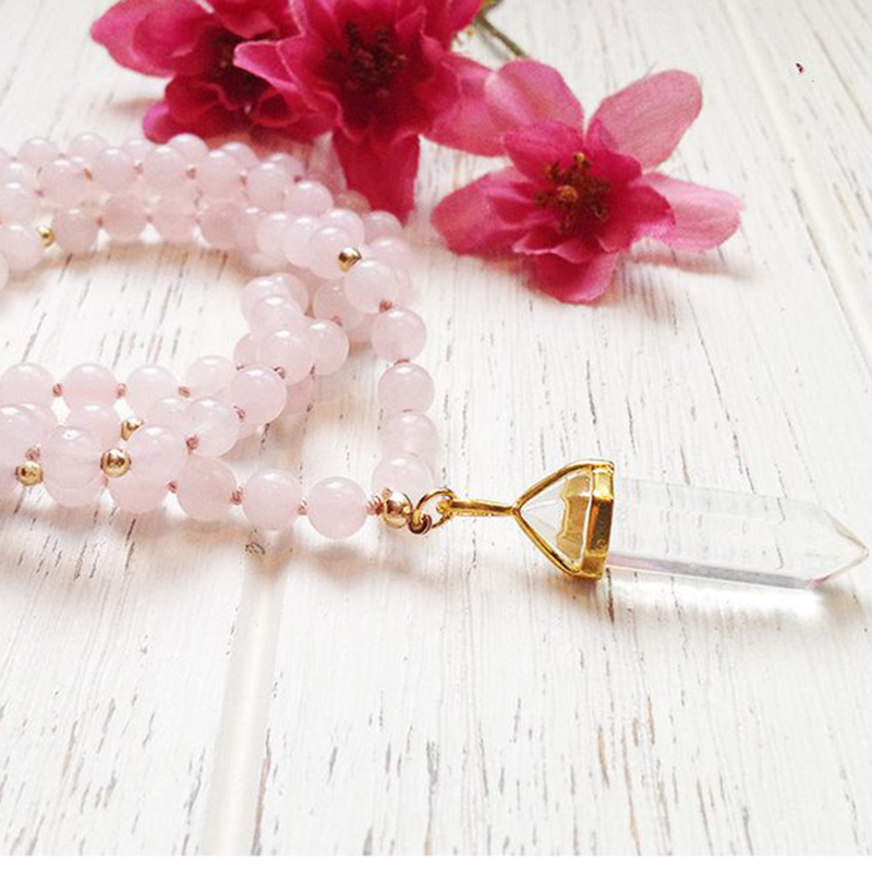 108 Mala Beads Necklace Crystal Jewelry Rose Q-uartz Mala Necklace Pink Beads Knotted Yoga Gift For Women Girl
108 Mala Beads Necklace Crystal Jewelry Rose Q-uartz Mala Necklace Pink Beads Knotted Yoga Gift For Women Girl