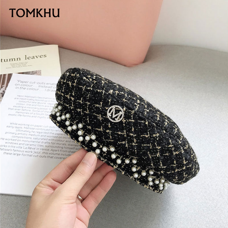 Harajuku Fashion Warm Letter Beret With Pearl Women Girls French Artist Beanie Hat Cap Black White Plaid Flat Top Caps New, Style 4
Harajuku Fashion Warm Letter Beret With Pearl Women Girls French Artist Beanie Hat Cap Black White Plaid Flat Top Caps New, Style 4