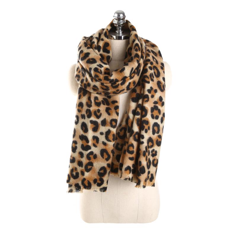 DARCHROW Leopard Printed Scarf Women Winter Blanket Scarf Warm Soft Cashmere Thicken Shawls Scarves for Women Lady