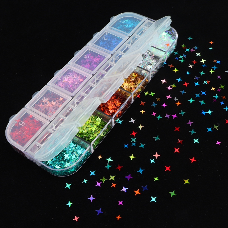 12 Colors/case Laser Sequins For Nails Starry Silver Glitter Stars Holographic Flakes Paillette Manicure Nail Art Decorations
12 Colors/case Laser Sequins For Nails Starry Silver Glitter Stars Holographic Flakes Paillette Manicure Nail Art Decorations