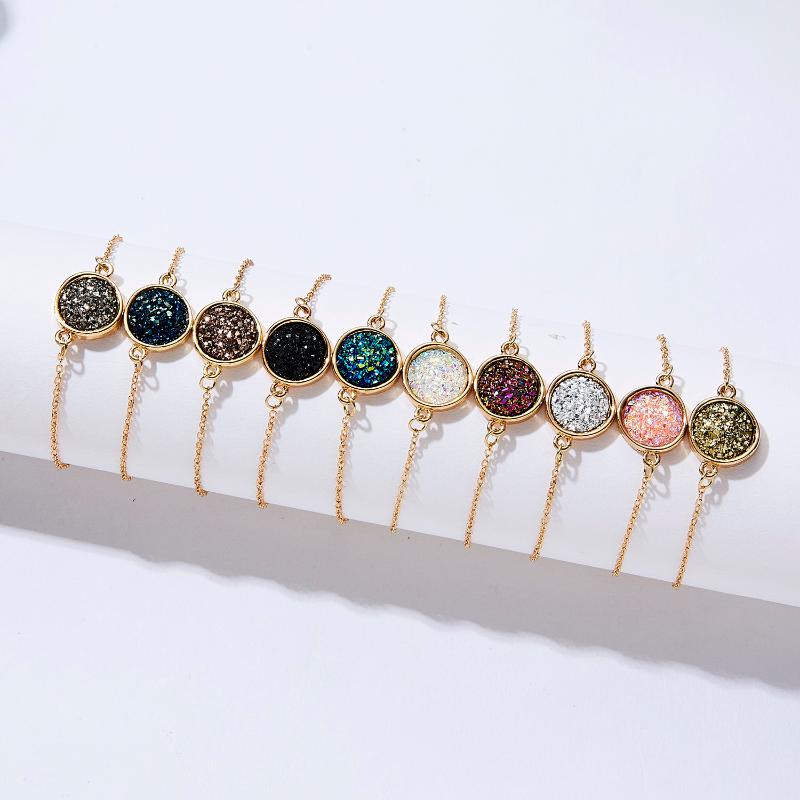 Rinhoo Round multicolor druse Druzy Bracelet simple alloy gold link chain adjustable bracelet Charm jewelry Gift For women girls
Rinhoo Round multicolor druse Druzy Bracelet simple alloy gold link chain adjustable bracelet Charm jewelry Gift For women girls