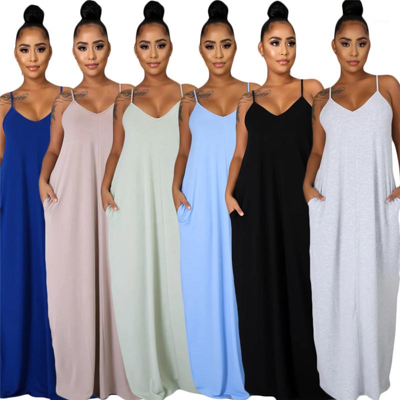 Casual Floor Length Womens Dresses Base Sleeveless Dresses Designers Solid Color Womens Long Dress With Pockets Summer, Blue
Casual Floor Length Womens Dresses Base Sleeveless Dresses Designers Solid Color Womens Long Dress With Pockets Summer, Blue