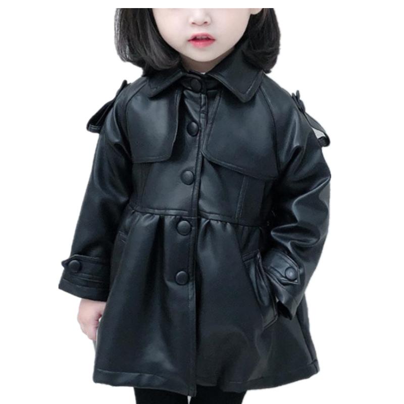 New Girls baby fashion Pu leather trench coat children spring autumn new kids outerwear leather tops, Black
New Girls baby fashion Pu leather trench coat children spring autumn new kids outerwear leather tops, Black