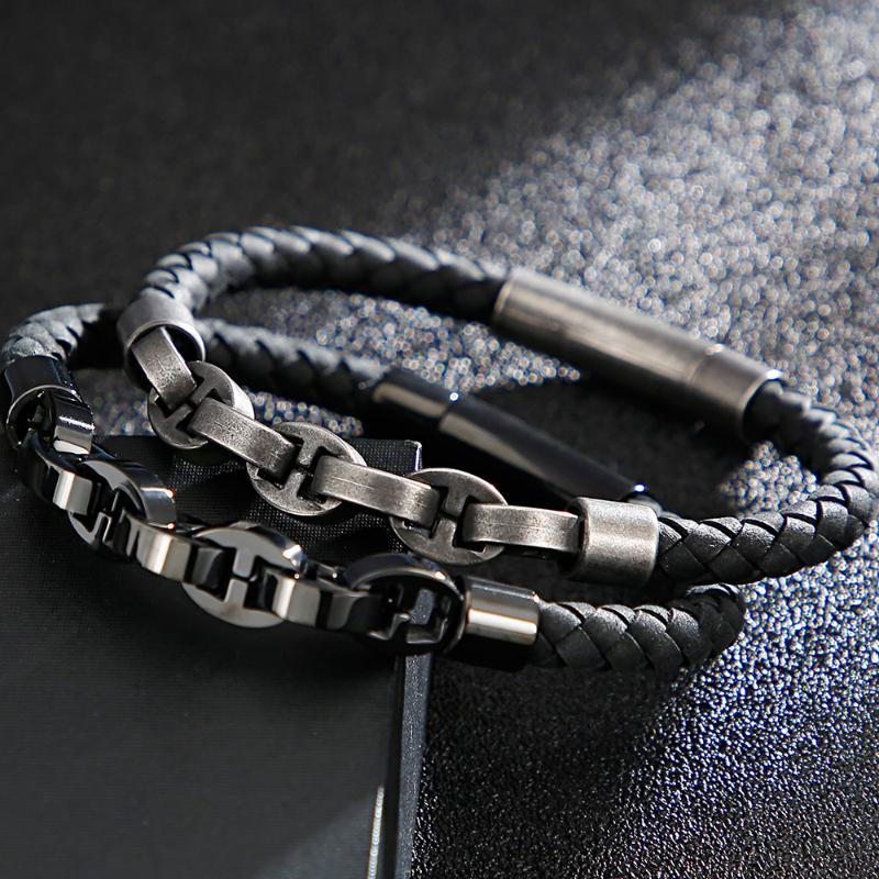 6MM Wide Braided Woven Leather Bracelet Men Stainless Steel Mens Jewellery Male Bracelets Rope Chain Birthday Gift For Boyfriend
6MM Wide Braided Woven Leather Bracelet Men Stainless Steel Mens Jewellery Male Bracelets Rope Chain Birthday Gift For Boyfriend