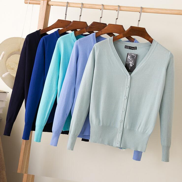 Women's Sweaters 28 Colors knitted cardigans spring autumn cardigan women casual long sleeve tops V neck solid women sweater coat 200918