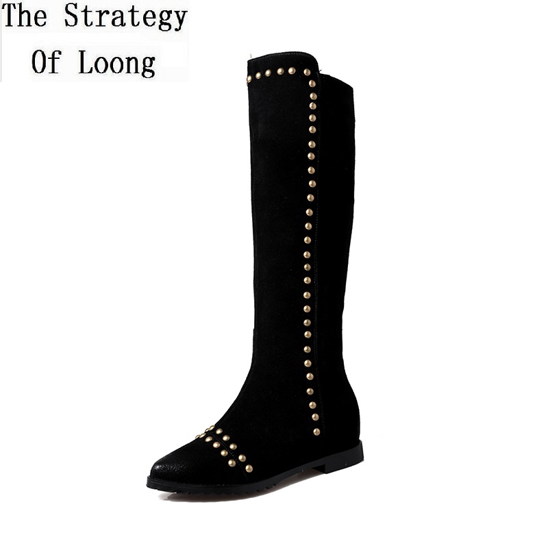 Winter Retro Slim Women Genuine Leather Plush Rivet Knee-High Long Boots Ladies Pointed Toe Shoes 20200313, Normal black
Winter Retro Slim Women Genuine Leather Plush Rivet Knee-High Long Boots Ladies Pointed Toe Shoes 20200313, Normal black