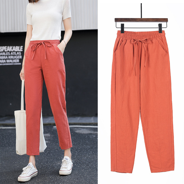2020 new ladies pants spring summer cotton linen plain elastic waist candy color soft harem high quality women, Red
2020 new ladies pants spring summer cotton linen plain elastic waist candy color soft harem high quality women, Red