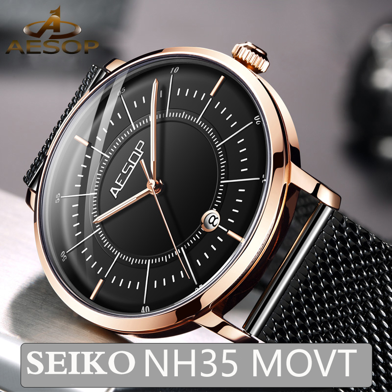 Aesop 2020 New mechanical watches Men Japan NH35 Movement Luminous Automatic Men's Watches Top Relogio Masculino
Aesop 2020 New mechanical watches Men Japan NH35 Movement Luminous Automatic Men's Watches Top Relogio Masculino