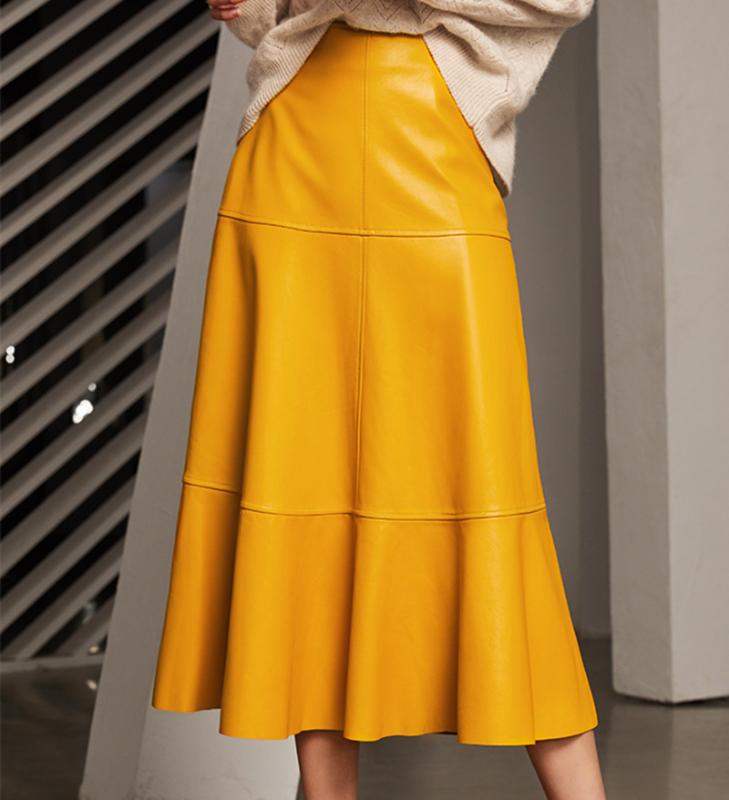High Waist Real Sheepskin Genuine Leather Skirt Women High Quality Luxury Runway Designer 2020 Long Elegant Ladies Maxi Skirts, Yellow
High Waist Real Sheepskin Genuine Leather Skirt Women High Quality Luxury Runway Designer 2020 Long Elegant Ladies Maxi Skirts, Yellow