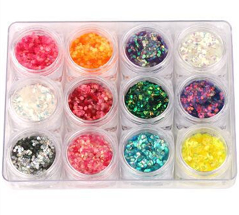 Nail Glitter Nail Art Rhinestone Decorations 12 Color Set Professional Fish Scales Nail Art Stickers Kit DIY Tools Diamante De Imitacion Strass-maniku