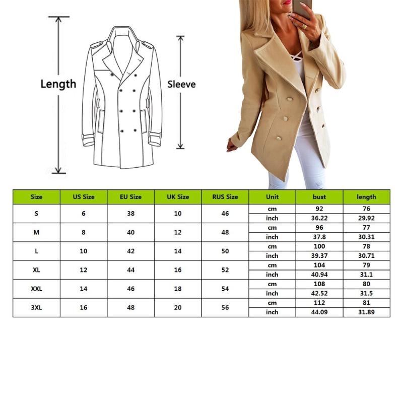 Women's Jackets HEFLASHOR Women Casual Wool Autumn Double Breasted Vintage Office Lady Dress Coats Slim Solid Jacket Outerwear Femme