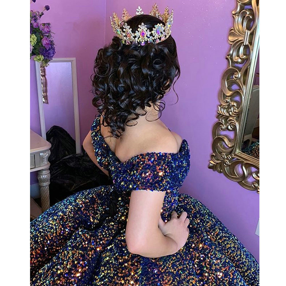 Sparkling Ball Gown Prom Dresses 2021 Candy Color Shiny Sequins Beaded off shoulder Arabic Dubai Evening Wear Dress Puffy Skirt