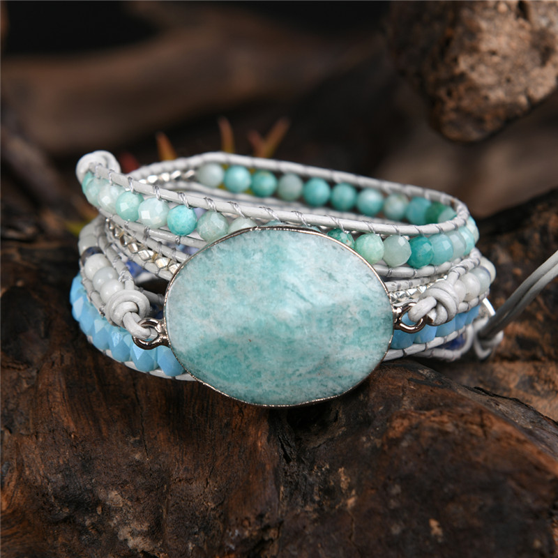 Genuine Aamzonite Leather 5 Strands Wrap Bracelet Healing Stone Handmade Bracelets Women Natural Stone Beaded Leather Bracelet
Genuine Aamzonite Leather 5 Strands Wrap Bracelet Healing Stone Handmade Bracelets Women Natural Stone Beaded Leather Bracelet