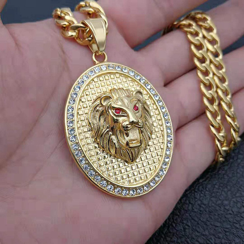 Pendant Necklaces Hip Hop Bling Iced Out Gold Color Stainless Steel Male Lion Animal Pendants Necklace For Men Rapper Jewelry With Cuban Cha
Pendant Necklaces Hip Hop Bling Iced Out Gold Color Stainless Steel Male Lion Animal Pendants Necklace For Men Rapper Jewelry With Cuban Cha