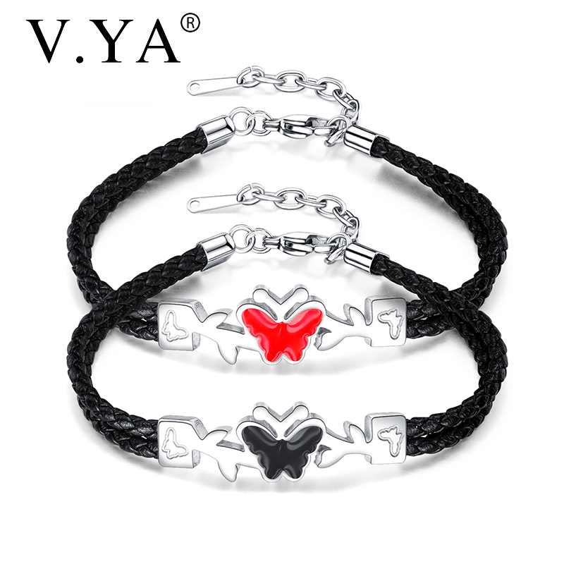 V.YA Leather Stainless Steel Bracelet Butterfly Shape Adjustable Bracelets Friends Birthday Best Jewelry Present
V.YA Leather Stainless Steel Bracelet Butterfly Shape Adjustable Bracelets Friends Birthday Best Jewelry Present