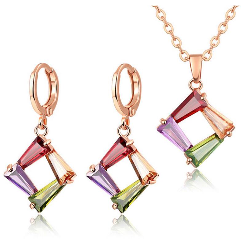 New Arrival Rose Gold color Jewelry Sets Fashion Multi-Color Zircon Stone Necklace Earring set Wedding & Engagement Jewelry, As pic
New Arrival Rose Gold color Jewelry Sets Fashion Multi-Color Zircon Stone Necklace Earring set Wedding & Engagement Jewelry, As pic