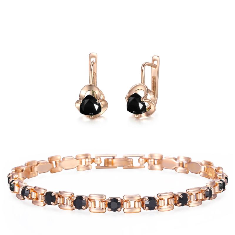Fashion Set For Women Girls Black Cubic Zircon Bracelet Earrings Sets 585 Rose Gold Jewelry Party Valentine's Day Gifts DGBGEM02, As pic
Fashion Set For Women Girls Black Cubic Zircon Bracelet Earrings Sets 585 Rose Gold Jewelry Party Valentine's Day Gifts DGBGEM02, As pic