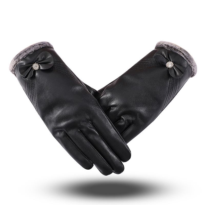Winter new women's fur bow PU leather gloves with velvet touch screen riding windproof waterproof and warm gloves
Winter new women's fur bow PU leather gloves with velvet touch screen riding windproof waterproof and warm gloves