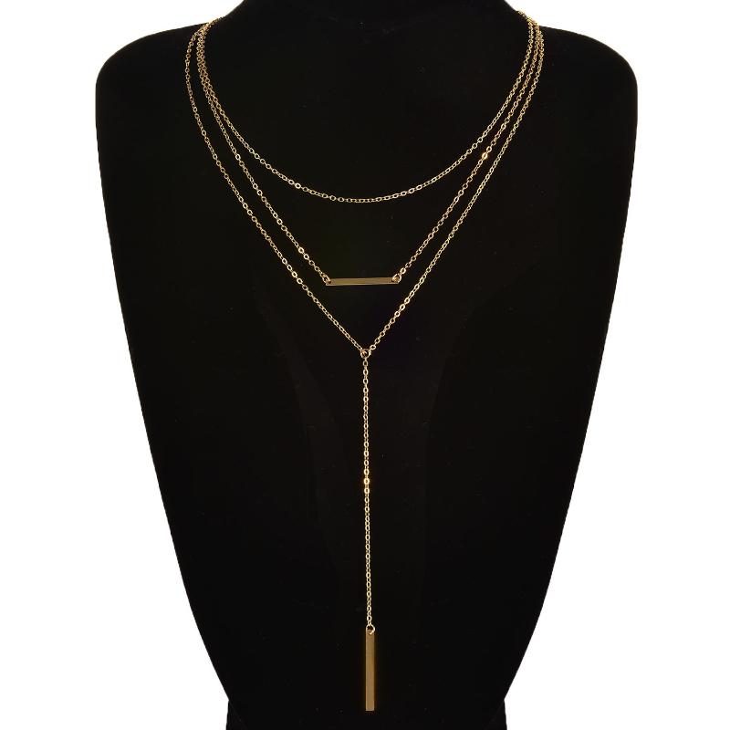 Gold Silver Color Simple Metal Stick Pendant Long Chain Necklace Ladies Trendy Elegant Multilayer Clavicle Necklaces for Women
Gold Silver Color Simple Metal Stick Pendant Long Chain Necklace Ladies Trendy Elegant Multilayer Clavicle Necklaces for Women