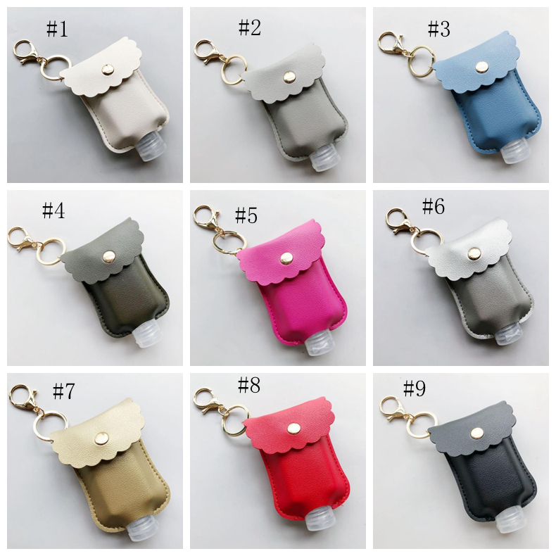 Sanitizer Bottle Holder PU Leather Hand Sanitizer Holder 60ML Perfume Hand Soap Case Bags Sanitizer Keychains Christmas Gift 20pcs D5938