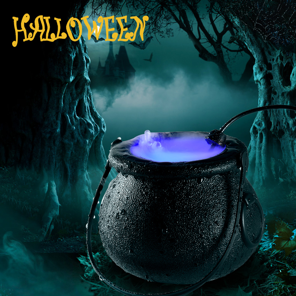 Halloween witch pot fog machine lighting atomizer lamp plastic color changing atmosphere lamp scene layout DIY Halloween decoration lighting
