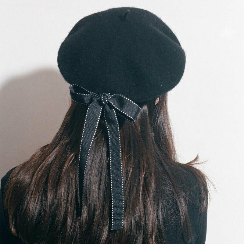 New Womens Ladies Fashion Solid Beret Harajuku Wool Basque Beret Warm Winter Ski Hat With Bowknot, Black
New Womens Ladies Fashion Solid Beret Harajuku Wool Basque Beret Warm Winter Ski Hat With Bowknot, Black