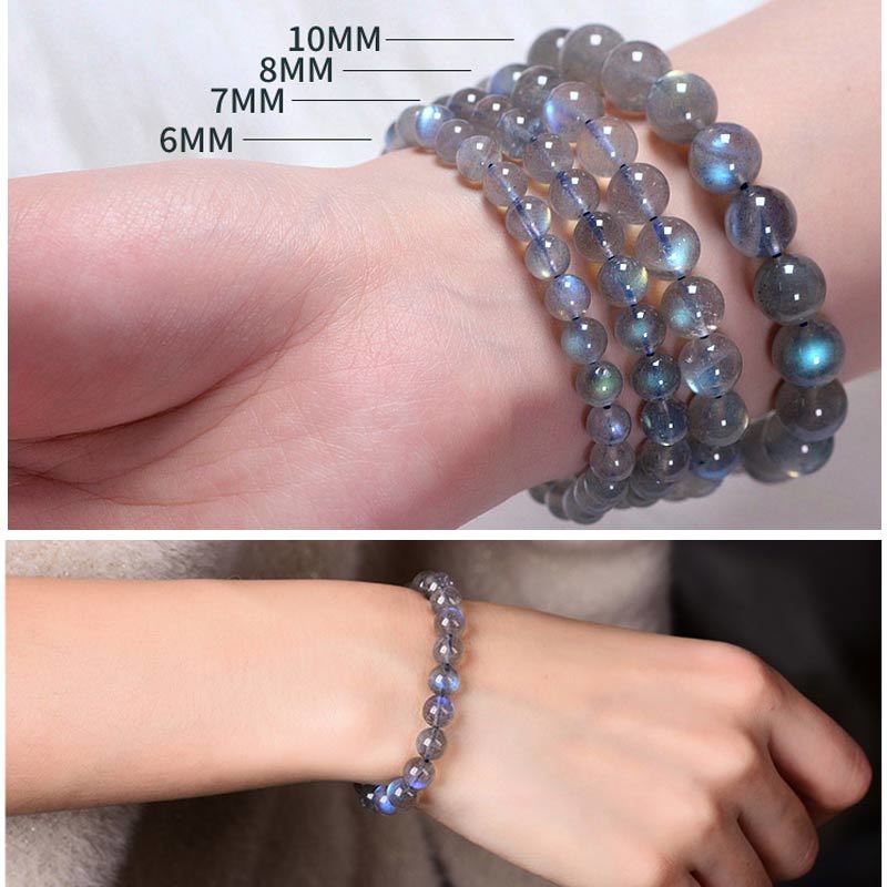 Natural Labradorite Stone Bracelets For Women Gift Blue Lights Gemstone Bead Strand Stretch Charm Bracelet Femme LJ200918