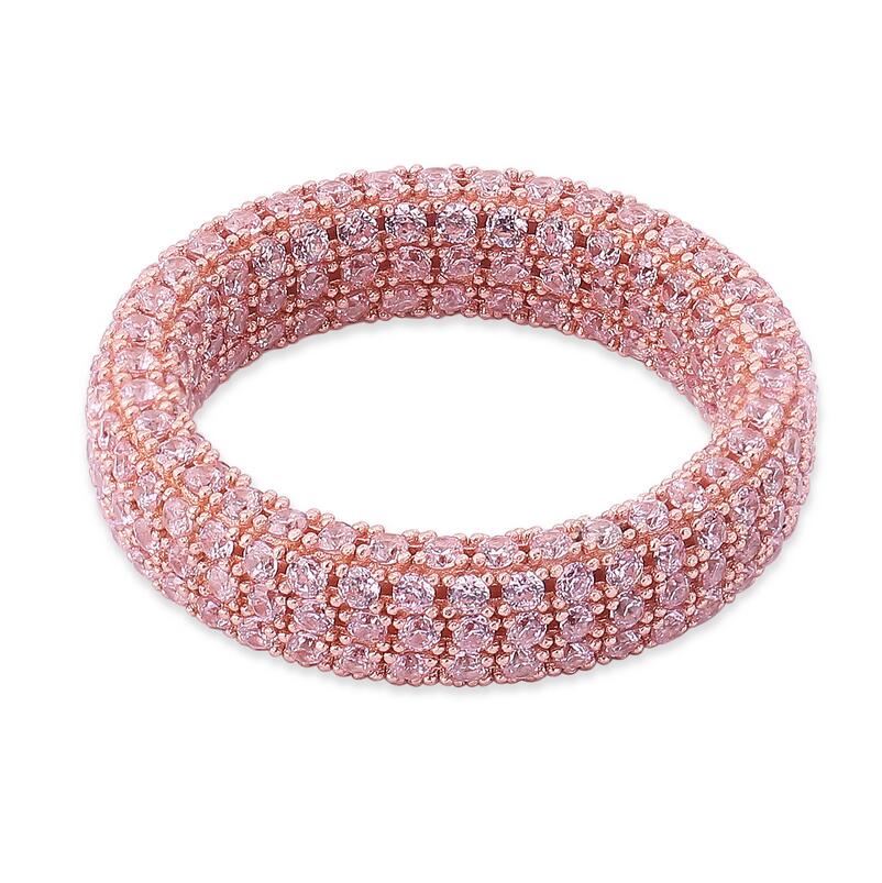 New Sparkling Vintage Fine Jewelry Real 100% 925 Sterling Silver Pave White Sapphire CZ Diamond Pink Gemstones Women Wedding Ban Ring Gift