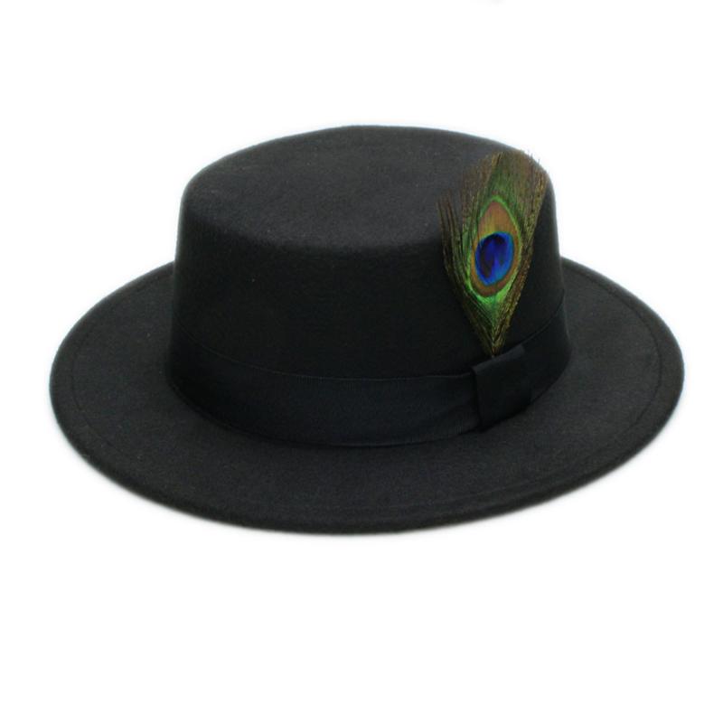 LUCKYLIANJI Men Women Elegant Gentle Wool Felt Wide Brim Porkpie Fedora Hat with Simple Band Real Feather Ornaments, Black
LUCKYLIANJI Men Women Elegant Gentle Wool Felt Wide Brim Porkpie Fedora Hat with Simple Band Real Feather Ornaments, Black