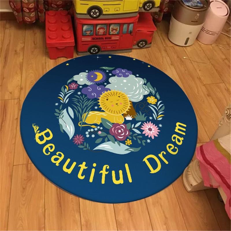 Carpets Blue Beautiful Dream Kids Room Rug Round Cartoon Lion Print Velvet Fabric Polyester Children's Playmat, As picture
Carpets Blue Beautiful Dream Kids Room Rug Round Cartoon Lion Print Velvet Fabric Polyester Children's Playmat, As picture